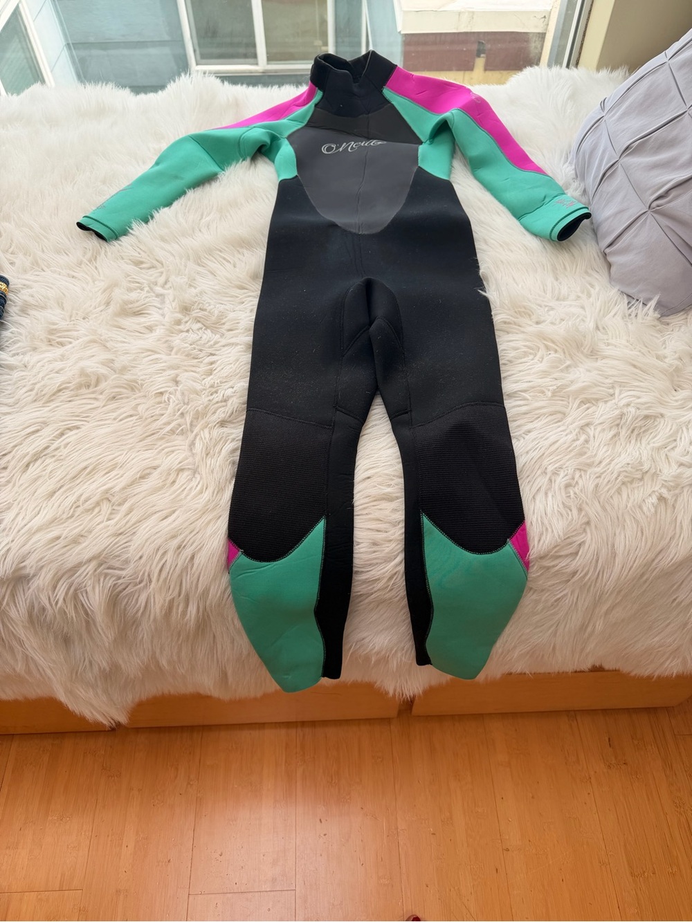 O'Neill Black, Teal & Pink Girls One-Piece Wetsuit
